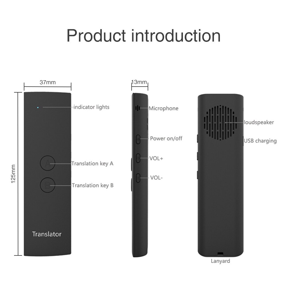 Simultaneous Bluetooth Multi-language Handheld Learning Portable Voice Translator Business Smart Fast Real Time Meeting Wireless