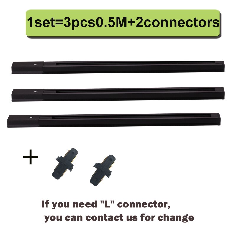 0.5M 1M Track Rail 2 Wire System Aluminum led Track Light Rail Universal Rail Connector Circuit Rails For LED Track Spotlight: 3pcs 0.5M / Black