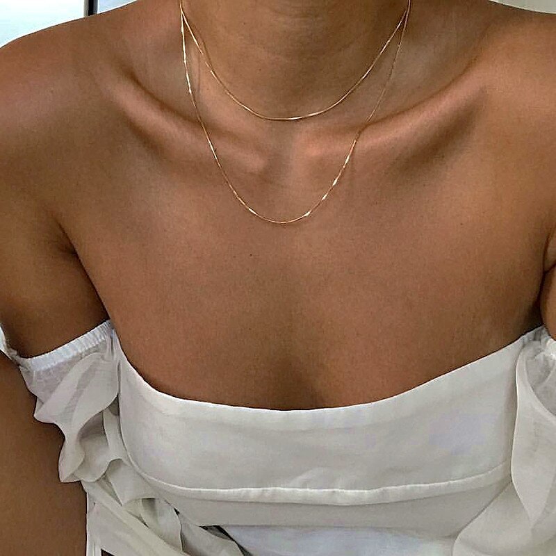 Punk Einfache Gold Farbe Schlange Kette Halskette für Frauen Dünne Schlüsselbein Choker Erklärung Schmuck Party Zubehör