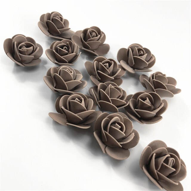 1PC 15cm/20cm/35cm Foam Rose Bear Mold DIY TOY Artificial Rose Flower Bear Plastic Bear Roses Luck Dog Mold Model: 100pcs Brown