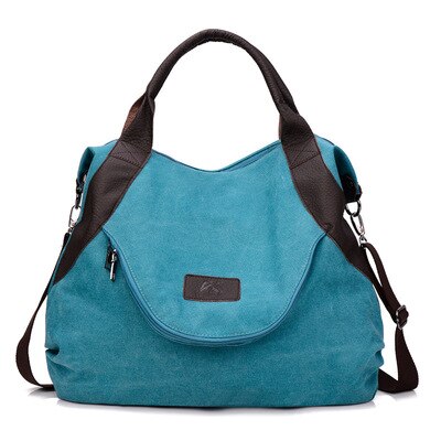 Cosimo Perla Canvas Tote Bag - Large Hobo Shoulder Bag for Women - Casual Everyday Shopping Purse: Blue