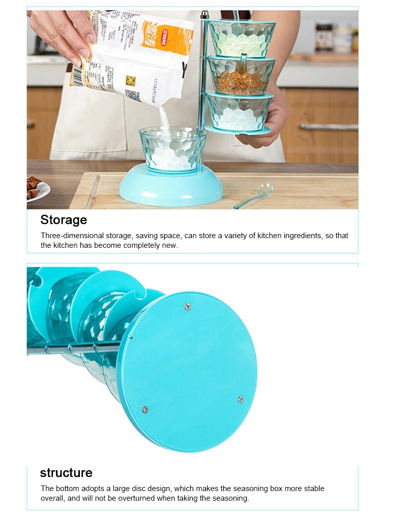 Accessoires de cuisine tournant 5 niveaux cuisine sucre sel poivre épices support assaisonnement boîte de rangement Pot pour Condiment Pot à épices