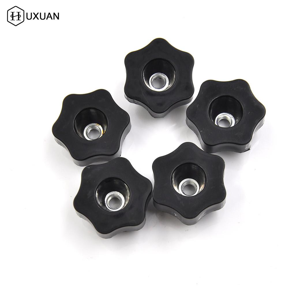 4 PCS M6 Female Thread Star Shaped Head Clamping Nuts Knob with through-hole for industry equipment