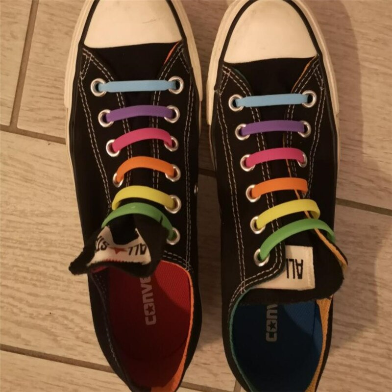 Cordones elásticos de silicona para zapatos, accesorios creativos para perezosos, de goma, 16 unids/lote
