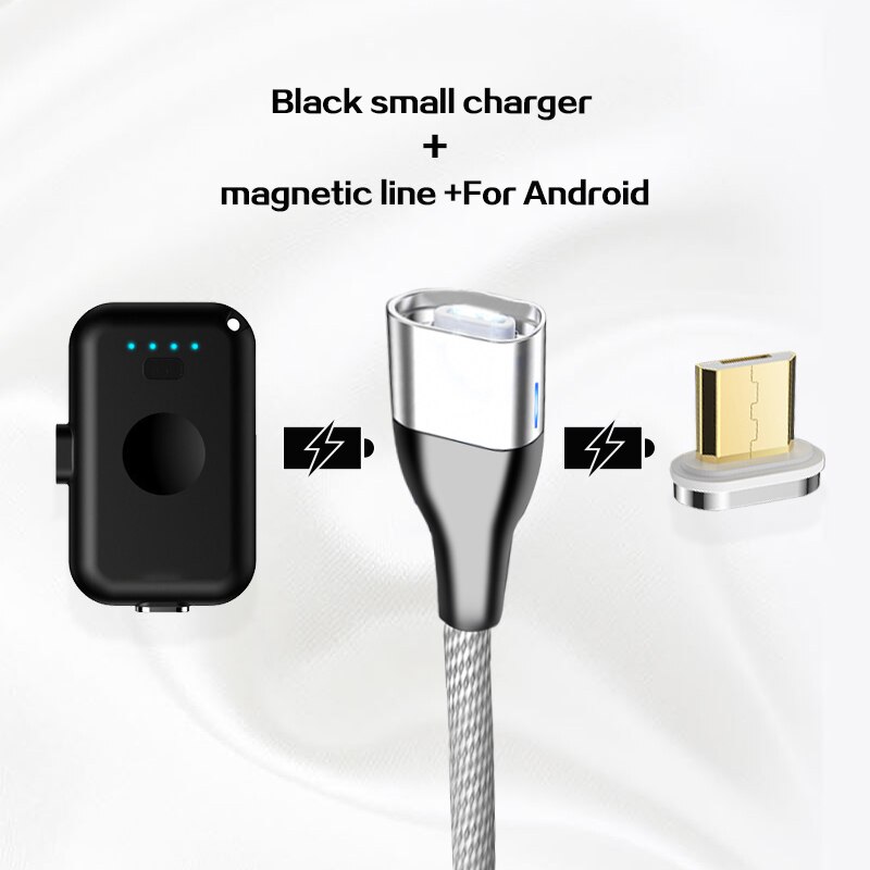 Mini banco de energía para teléfono móvil, de 4x1200mAh cargador portátil, LED, paquete de batería externa para iPhone, Android, tipo C, para Xiaomi, Huawei, Samsung: Black for micro