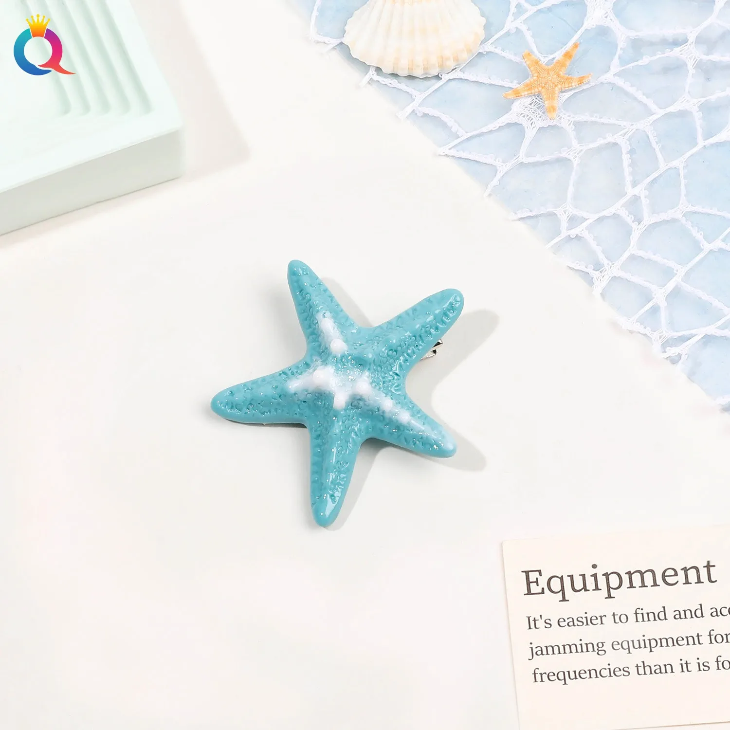 Blue Starfish Hairpin Summer Beach Vacation Hair Clip Sweet Bangs Clip Girls Women Hair Accessories: green