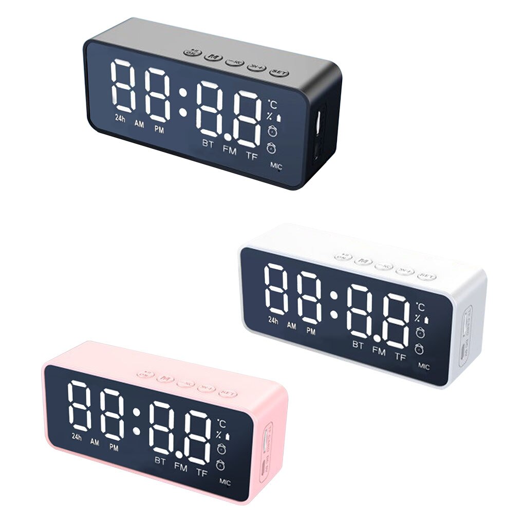 Music Alarm Clock LED Digital Clock Alarms Temperature Display Bluetooth-Compatible V5.0 Speaker Support TF Card