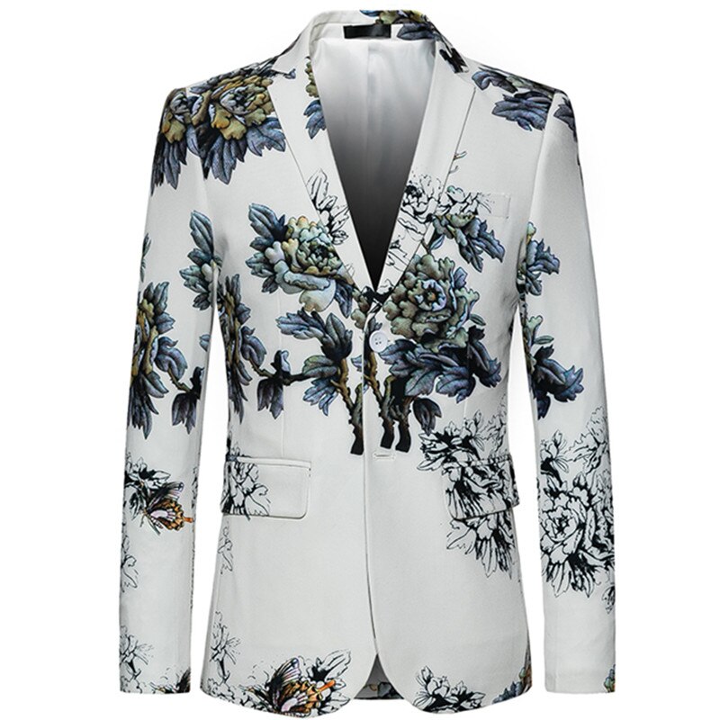 Spring Floral Print High End Large Size Slim Fit Brand Flower Suit Blazer Jacket Coat Plus Size