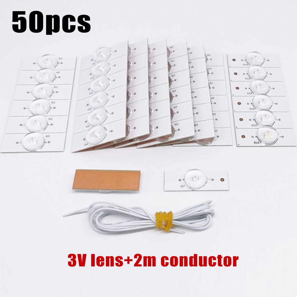 50 Pcs/Lot 3V 6V SMD lampe perles avec lentille optique Fliter pour 32-65 pouces LED TV réparation lampe perle Led bande lumineuse pièces accessoires: 2
