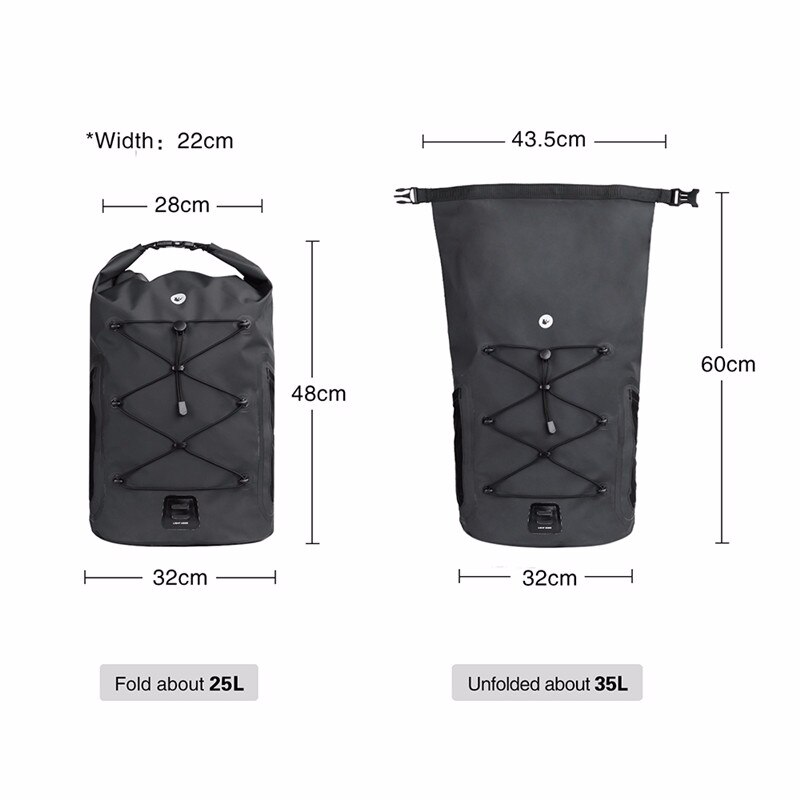 Rhinowalk 25l-35l vandtæt rygsæk stor kapacitet multifunktionel udendørs sportsrulle top taske cykeltaske til cykelklatring
