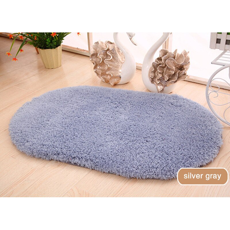 6 Kleuren Ovale Tapijt Tapijt Matten Slaapkamer Vloer Tapijt Pluizige Absorberende Vloermat Thuis Anti-Slip Pluizige Mat lamsvel Tapijt: silver gray