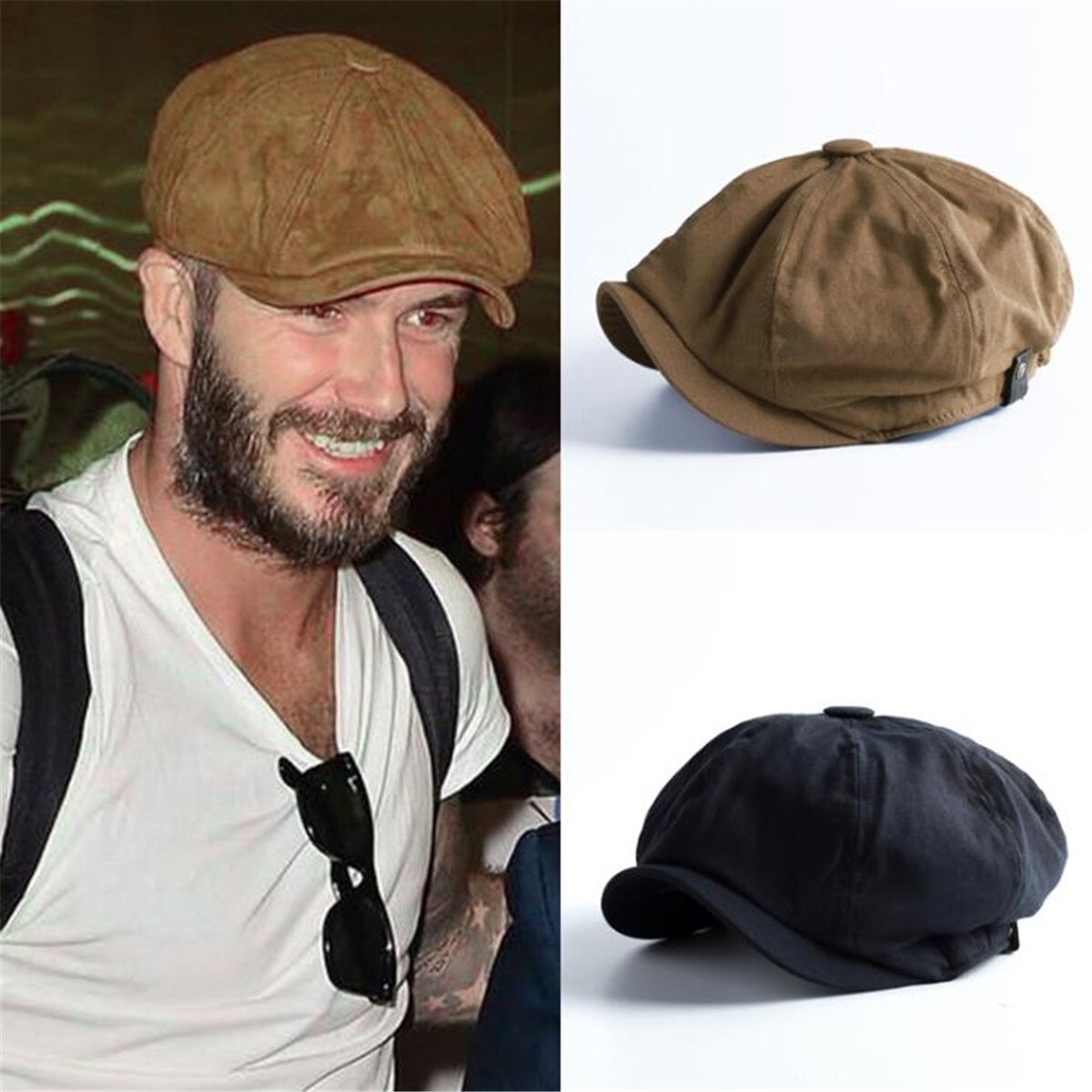 Men Vintage Painter Beret Hats Summer Octagonal Newsboy Cap Cabbie Lvy Flat Hat