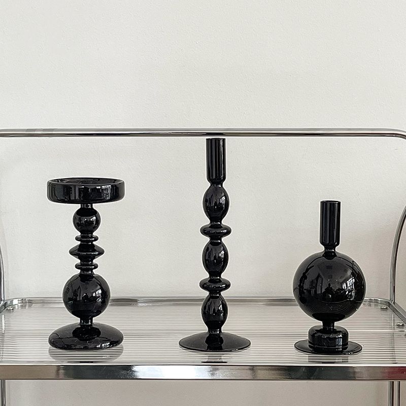 Black Candle Holder Home Decor Candlesticks Living Room Modern Decoration Glass Vase Bookshelf Decor Candle Stick Holder: light green