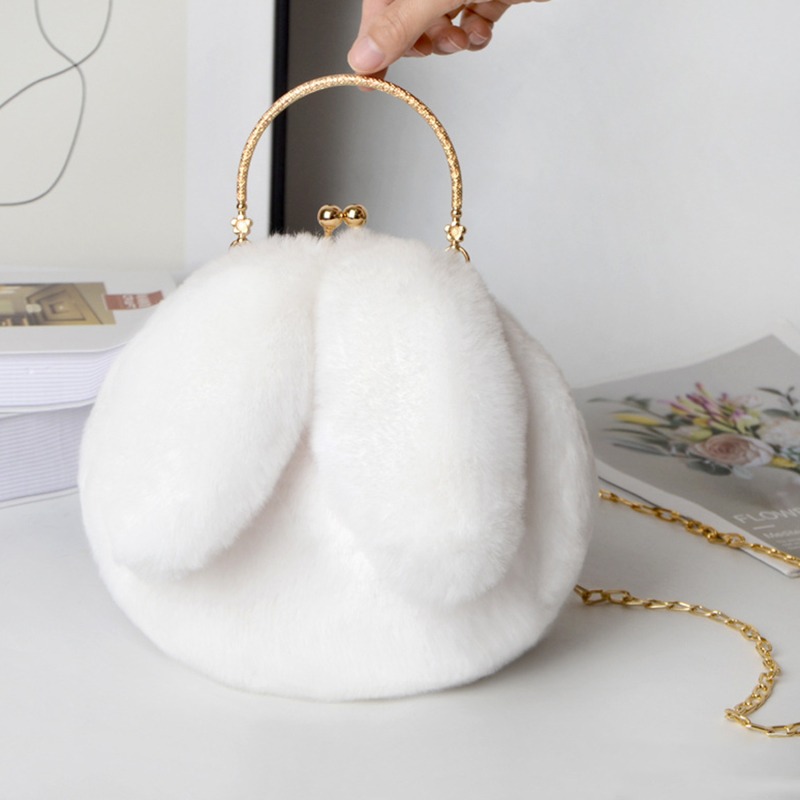 Cute Plush Rabbit Crossbody Bags for Women Korean Version Cute Purses and Handbags Girls Rabbit Ear Shoulder Messenger Bag: Blue