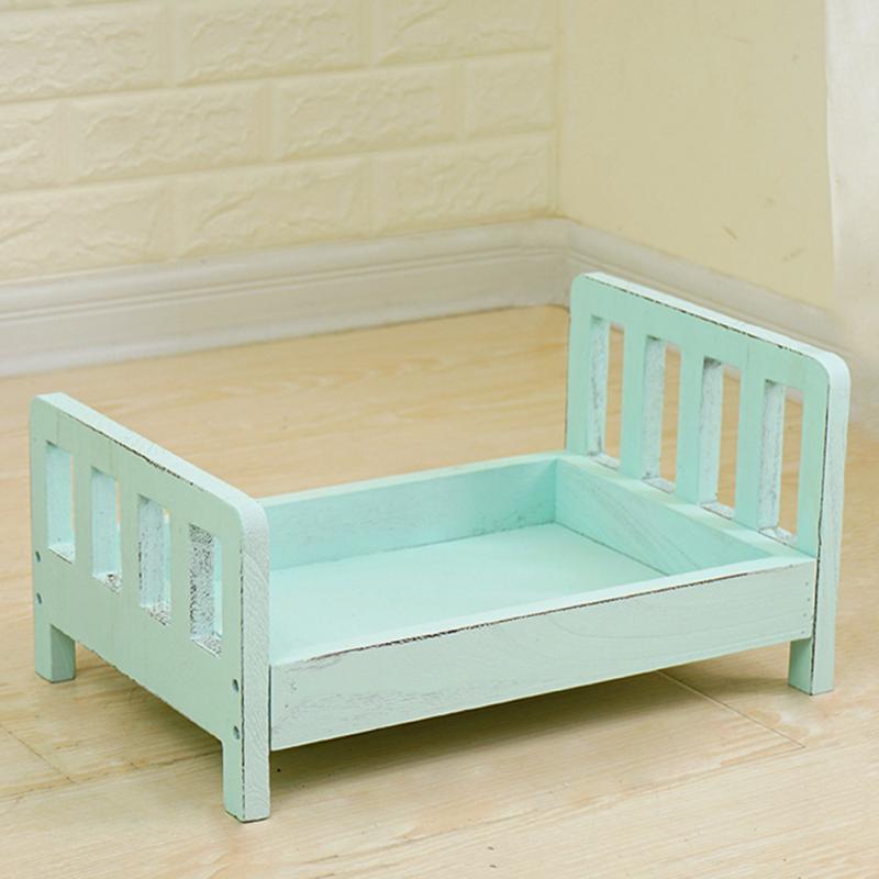 Krybbe aftagelig kurv træ seng tilbehør fotografering spædbarn baby fotografering baggrund studie rekvisitter sofa poserer nyfødt: Blå
