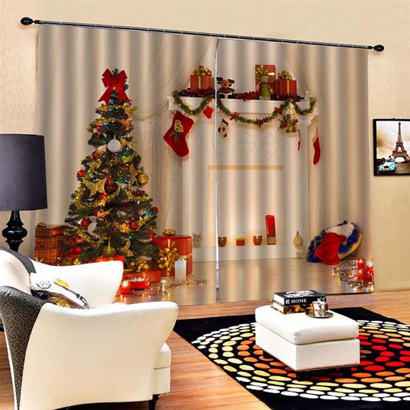 1pc Waterdichte Gordijn Levendige Kerstboom Gordijn voor Slaapkamer Woonkamer Balkon 150*166cm