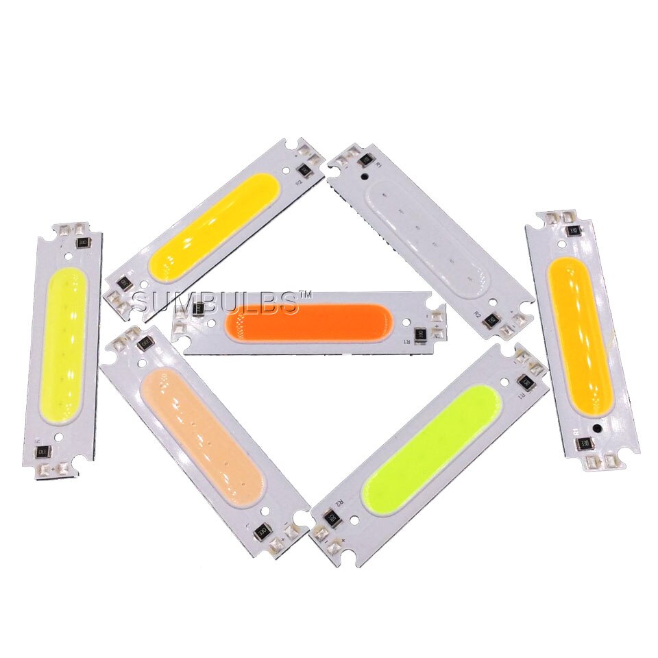 10pcs/lot COB LED Module White Yellow Orange Green Blue Red Purple 60x15mm 2W DC 12V DIY LED Chip Matrix Lamp Bulb 60MM Lights