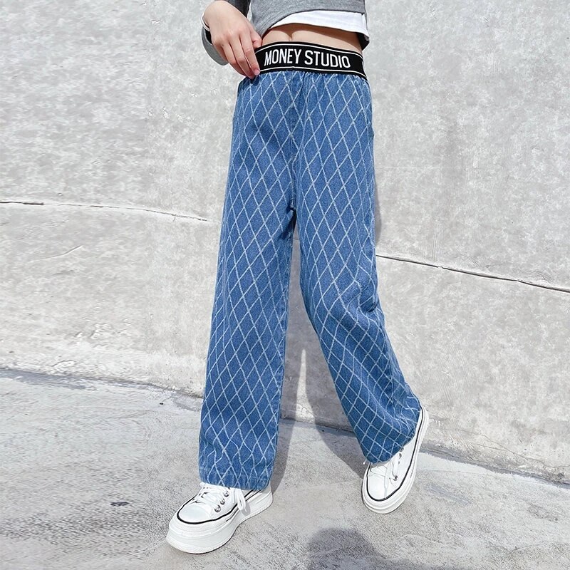 Jeans Baggy Fille 4-14 Ans - Taille Élastique Confortable, Jambes Larges Décontractées, Denim Y2K Avec Poches