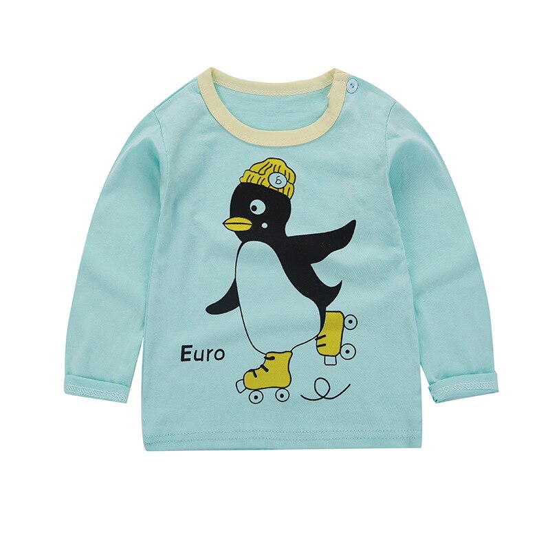 Vêtements pour bébés garçons | T-shirt à manches longues, de pour enfant, coton, dessin animé oiseau, vêtements de filles: Bleu ciel / 2T