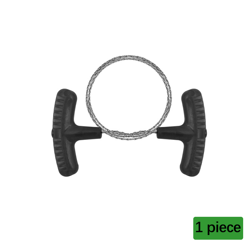 Motosierra portátil de alambre de acero con mango para acampar, senderismo, viajes, sierra de cadena de cuerda de supervivencia, 2/5 Uds.: Plata
