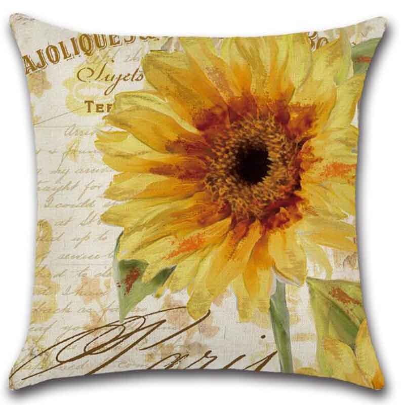 Winlife 45*45 Cm Kussen Gevallen Zonnebloemen Linnen Kussenslopen Decoratieve Kussensloop
