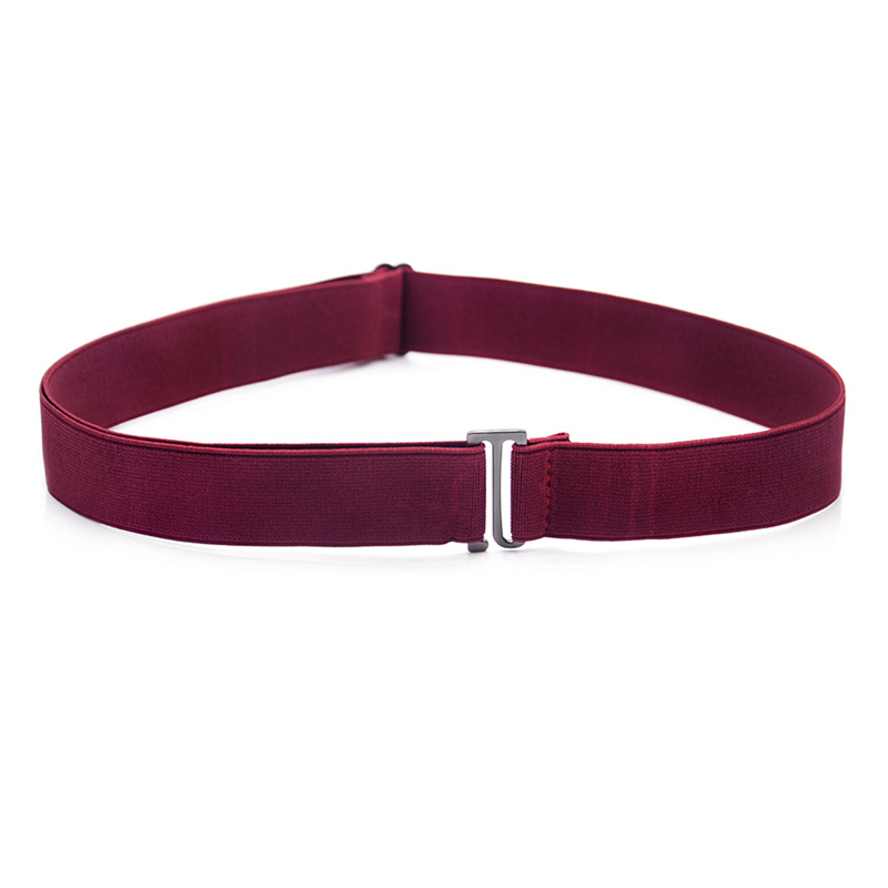 Women's Belt Adjustable Size Flat Buckle Elastic Waist Belt For Women Jeans Pant Belt No Show Stretch Belt Invisible Belt Band: Wine Red