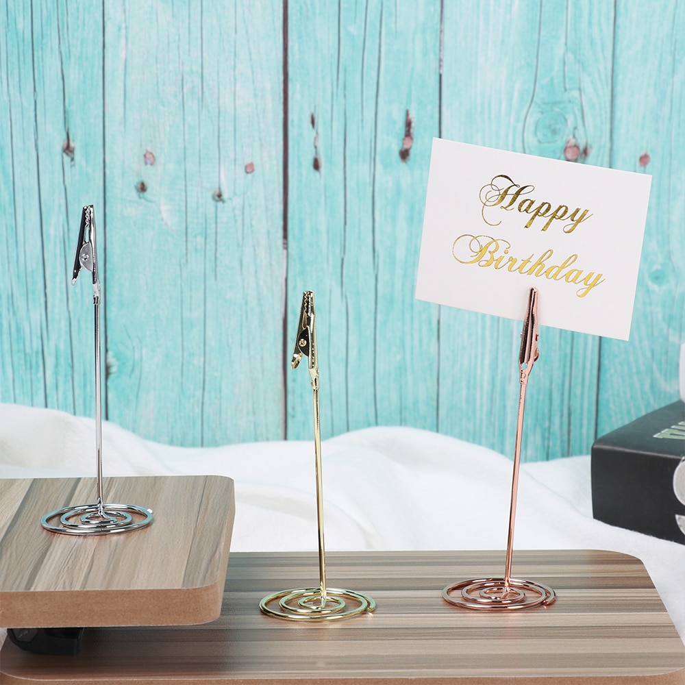 Romantic Rose Gold Metal Photo Clips Place Card Holder Table Number Stand Wedding Party Decoration Desk Accessories