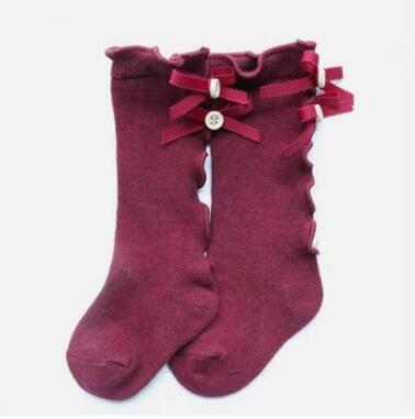 baby girl bow wood ear style baby leg warmers knee high toddler leg warm cotton long tube baby girls lace girl leg warms infant: Red 1to3year