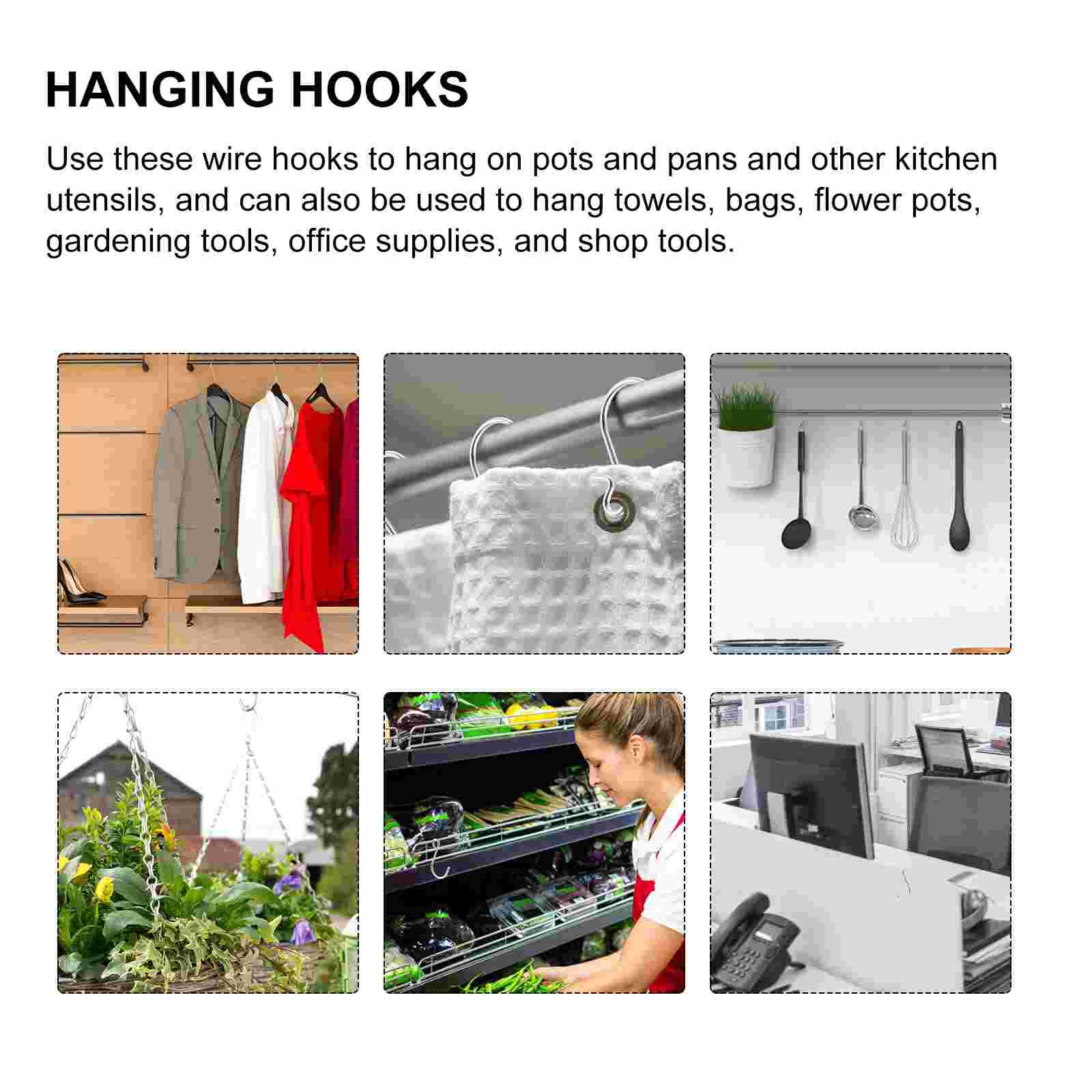 100Pcs Rvs Haken S-Vormige Anti-Roest Hangers Metalen Haken (Staal Kleur)