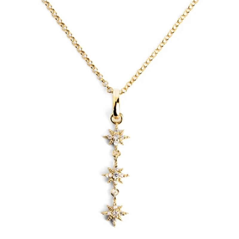 Aide 925 Sterling Zilver 18K Vergulde Hanger Ketting Koreaanse Stijl Delicate Lange Keten Zirkoon Star Charm Ketting Choker: 4