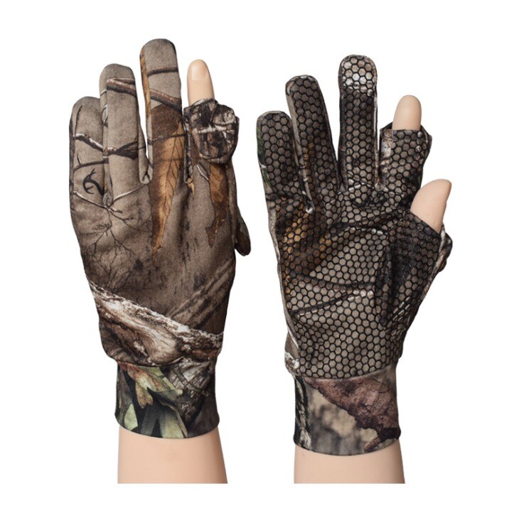 spring and autumn Outdoor Protection jungle camouflage Bionic gloves bike riding gloves touchscreen fishing gloves: Red / M