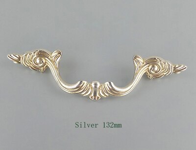 Antique Silver Bronze Furniture Handles Kitchen Cabinets Door Knob Pull Drawer Wardrobe Cupboard Shoe Closet Dresser Pull Handle: Silver 132mm