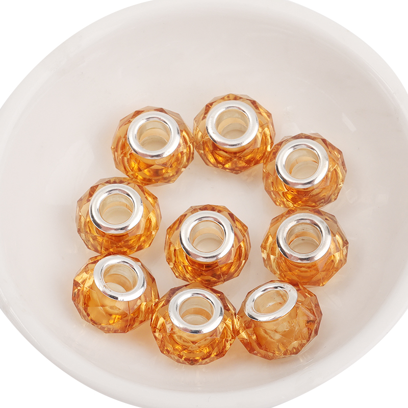 20 stuks/lot 14mm transparante, gefacetteerde harskralen met een groot gat voor het maken van sieraden, tussenkralen voor het maken van armbanden en kettingen: Bruin