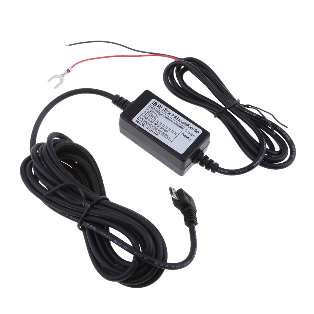 Car DVR Exclusive Power Box Adapter DC Power 90° Left Micro USB Cable 3.5m 12V to 5V Universal