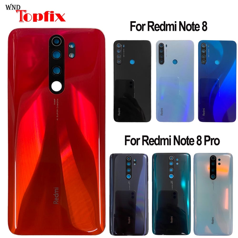 3D Glass For Xiaomi Redmi Note 8 Pro Back Battery Cover Door Rear Glass For Redmi Note 8 Battery Cover Housing Case + Gule