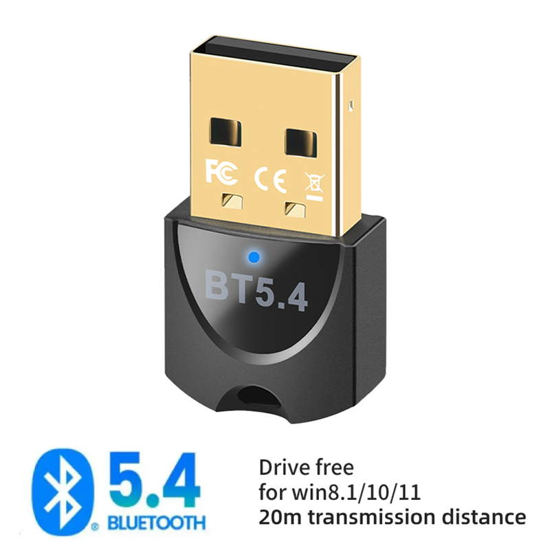 Trasmettitore adattatore USB Bluetooth 5.4 Ricevitore Bluetooth Dongle audio Bluetooth Adattatore USB wireless per computer PC portatile: Black