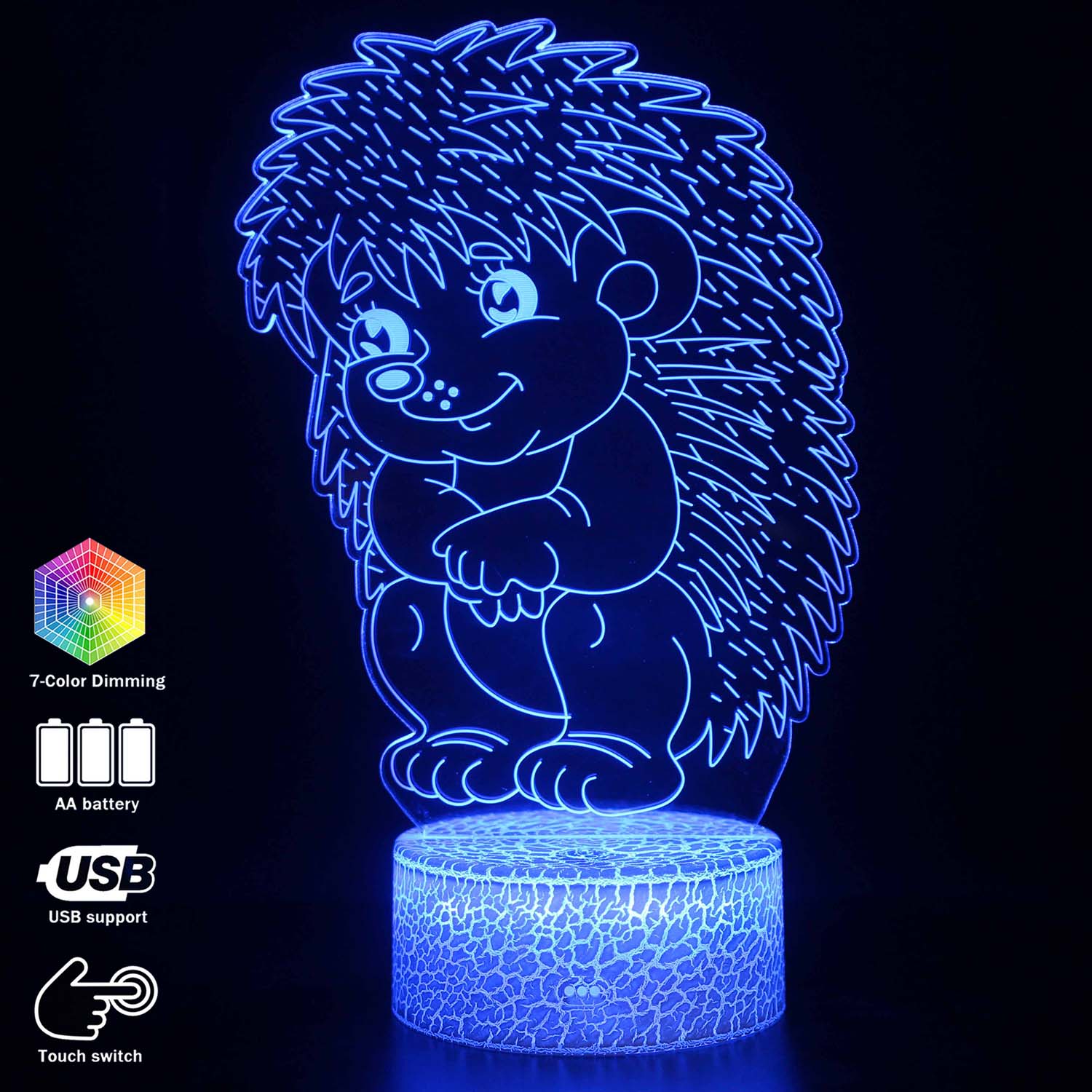 Dier Beeldje 3D illusion Lamp Egel Decoratie Licht Kinderen Slaapkamer Night Lights Egel Model Tafellamp Perfecte