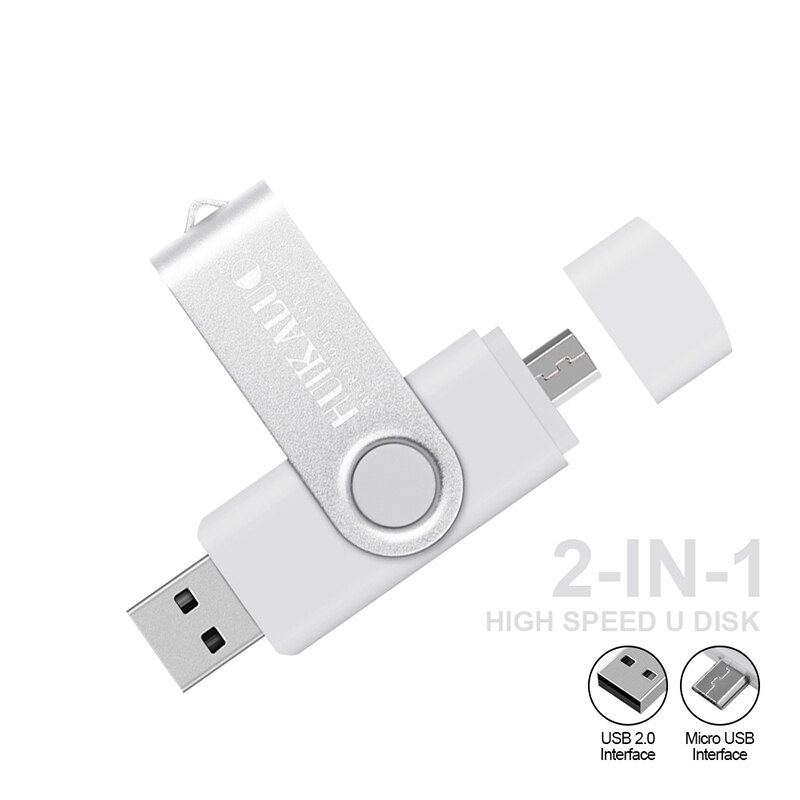 Movimentação alta 2.0 16gb 32gb 64gb 128gb 2 do flash de usb de quanlity otg micro em 1 disco pendrive pendrive u da vara de usb da memória da movimentação do flash: 16GB / WHITE