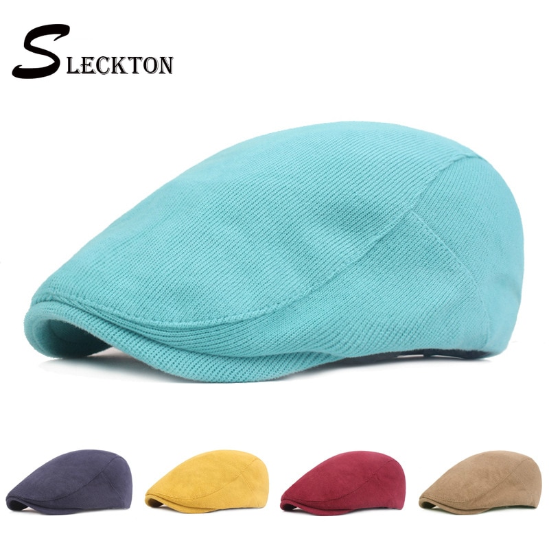 SLECKTON Newsboy Cap for Men Winter Knitting Beret Hat Herringbone Caps Adjustable Hats Dad Hats Casquette Gorras