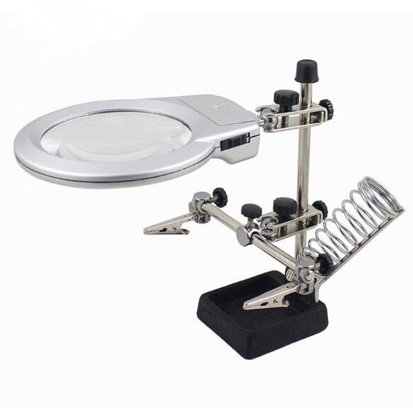 Multi-functional 3X/4.5X Welding LED Magnifier Alligator Clip Holder Clamp Helping Hand Soldering Repair Mgnifying Tool: LED Lens