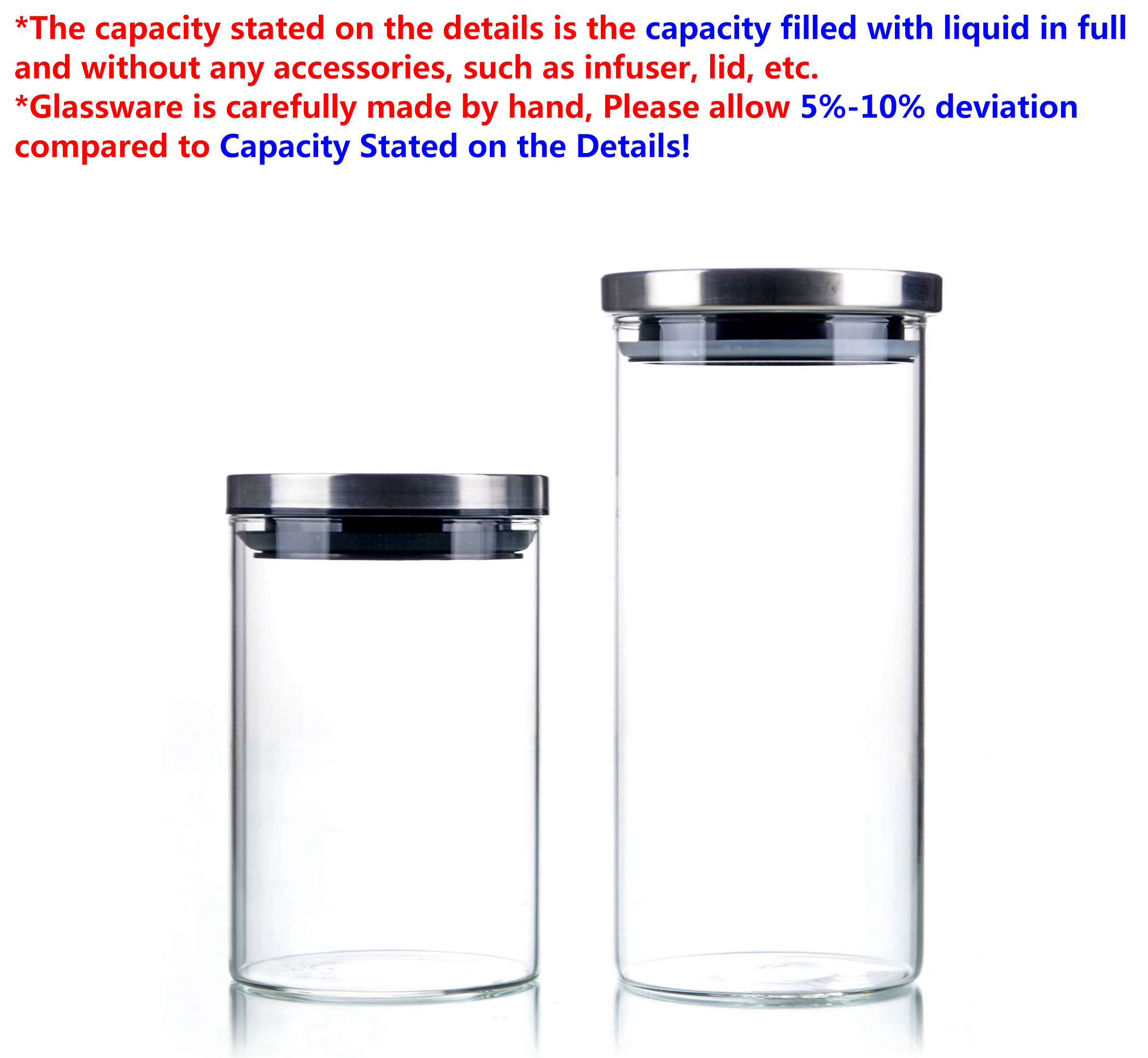 Glass Pantry Organization and Storage Jars Kitchen Food Containers w/ Stainless Steel Lid