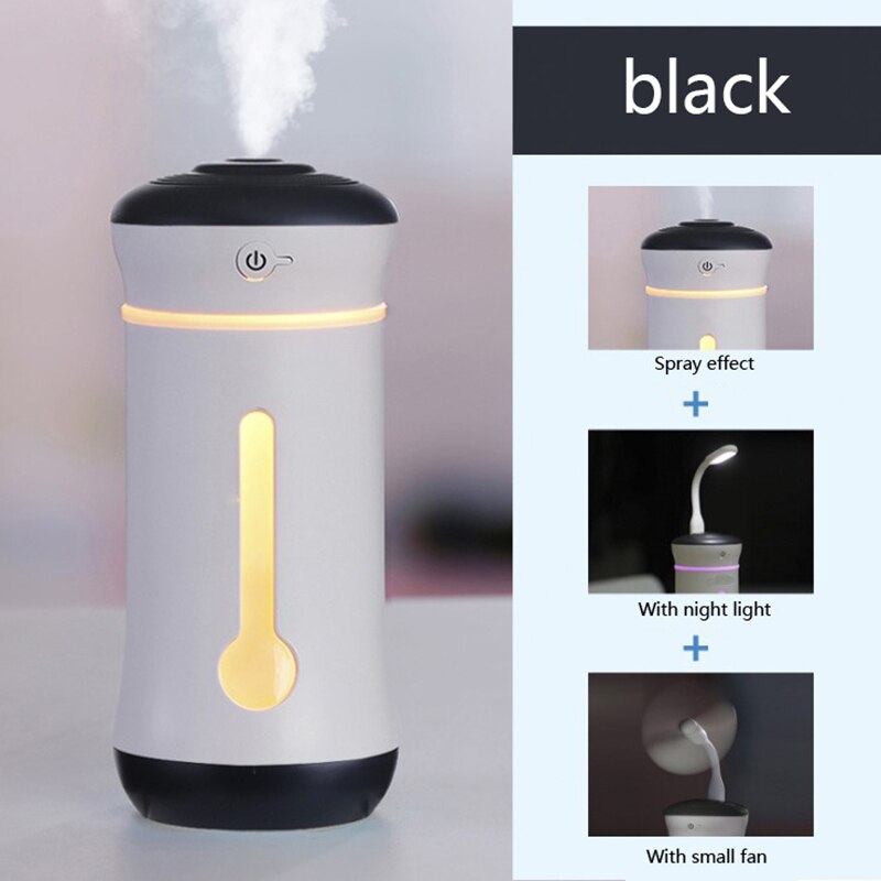 DC5V 450MA 2.5W Three In One Humidifier USB Home Office Desktop Car Ultrasonic Air Humidifier,Black