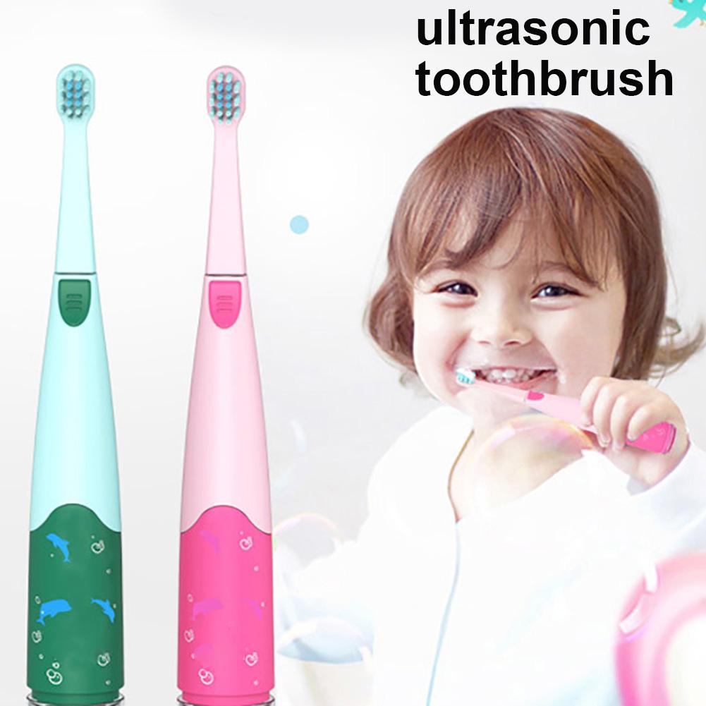 Kids Waterproof Sonic Vibration Gums Care Oral Cleaning Electric Toothbrush suction cup placed stably perfect for children