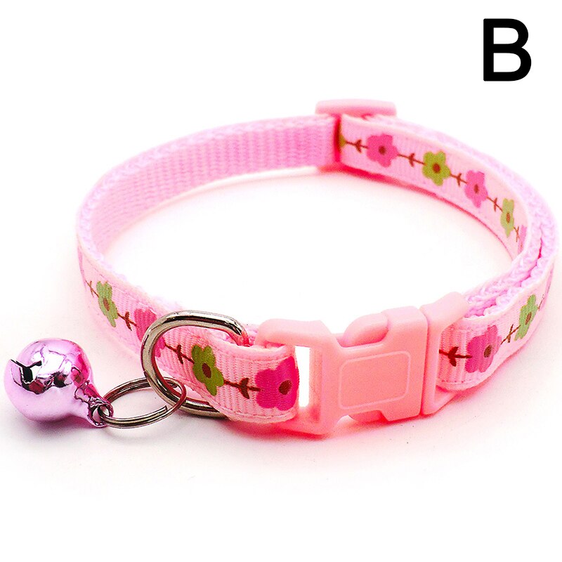 Collier réglable pour chien et chat, imprimé de fleurs, avec cloche, boucle de sécurité universelle, accessoire pour animaux de compagnie, nouveauté: B