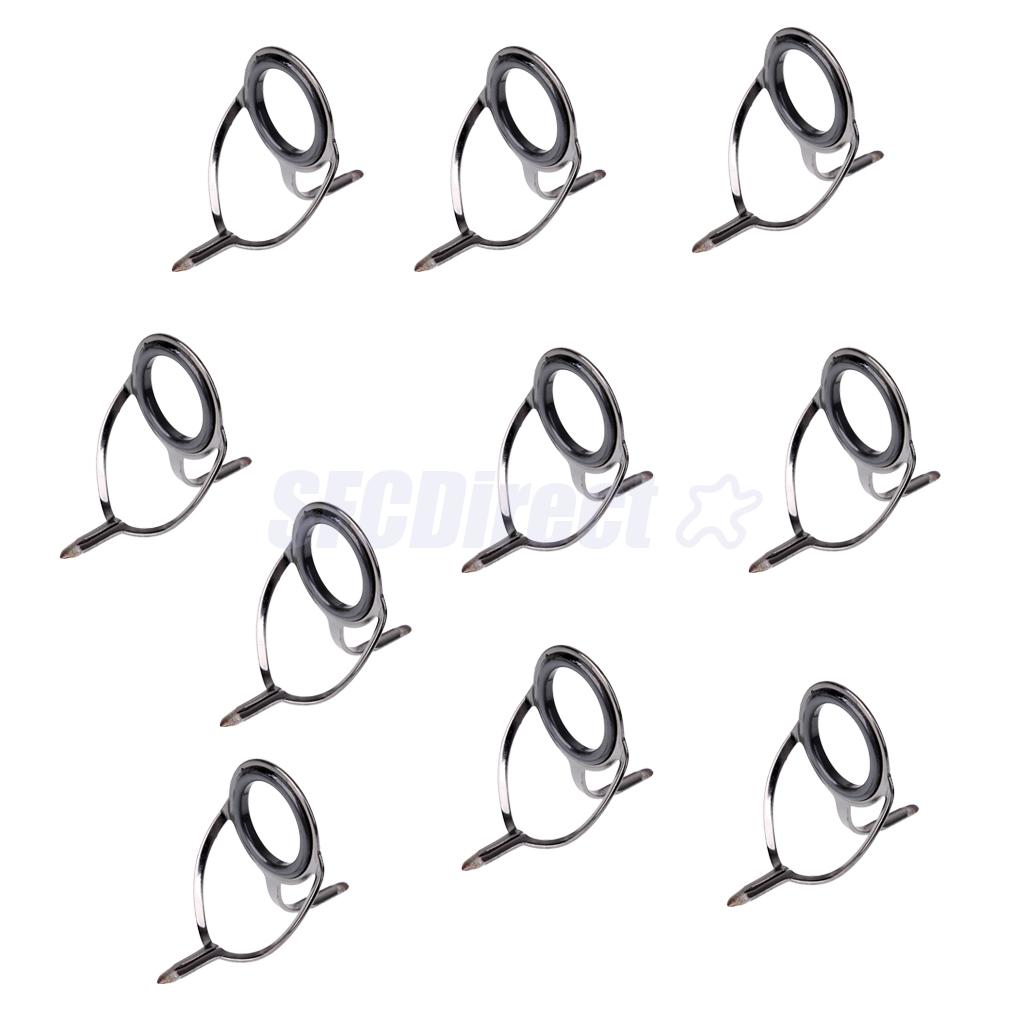 10Pcs Ceramic Rod Eye Rings Fishing Rod Guides Tip Stainless Steel Frame Rod Tips Building Component: Size 20