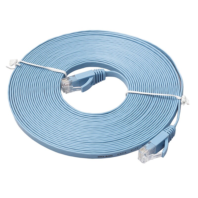 Ethernet CAT6 Internet Network Flat Cable Cord Patch Lead RJ45 For PC Router: Blue / 10m