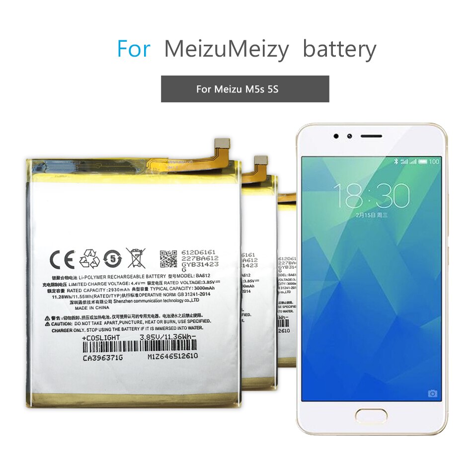 Para Mei zu BA612 BA611 BA621 batería para Meizu 5S 5C M5S M612Q M612h M612M M1 M2 M3 M3S M5 M5c M6 Note mini batería móvil