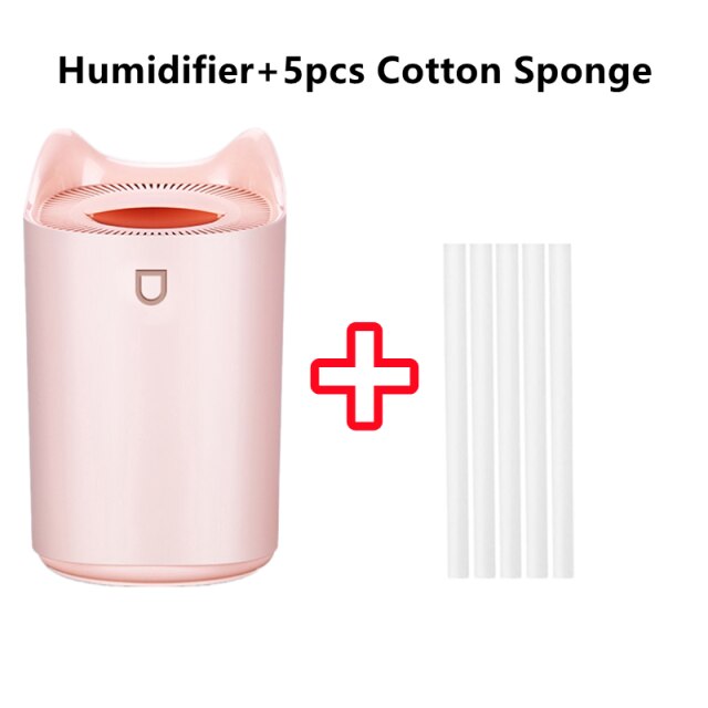 3L USB Double Nozzle Humidifier Aroma Essential Oil Diffuser Ultrasonic Air Humidifier With Colorful Mood Lights: plum