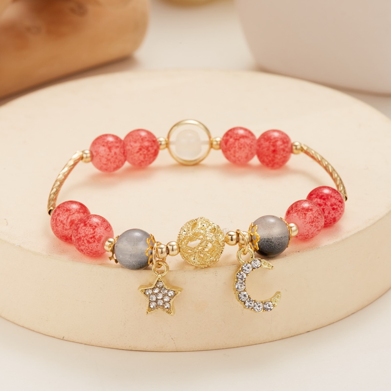 Mode Y2K Zoete Kersenbloesem Armband Voor Vrouwen Prachtige Elegante Bloem Kristal Kralen Armband Meisje Partij Sieraden: Imitation Rhodium Plated