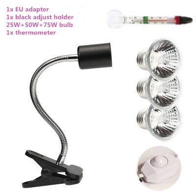 25w uva&uvb juster temperatur lamper skildpadde krybdyr varme tilbage kæledyr lys skildpadde calcium solarium akvarie habitat belysning: Juster sorte 3 lamper